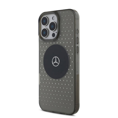 Apple iPhone 16 Pro Max Kılıf Mercedes Benz Orjinal Lisanslı M-safe Şarj Özellikli Yıldız Desenli Transparan Kapak Siyah