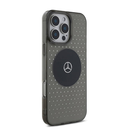 Apple iPhone 16 Pro Max Kılıf Mercedes Benz Orjinal Lisanslı M-safe Şarj Özellikli Yıldız Desenli Transparan Kapak Siyah
