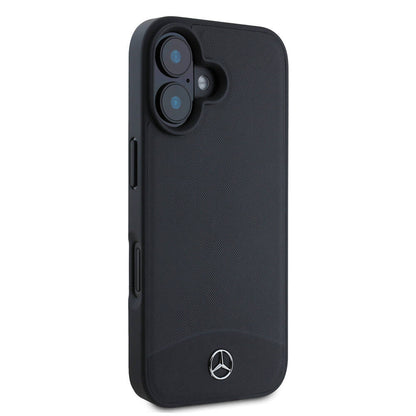 Apple iPhone 16 Kılıf Mercedes Benz Orjinal Lisanslı M-safe Şarj Özellikli Dokulu ve Düz Deri Kapak Siyah