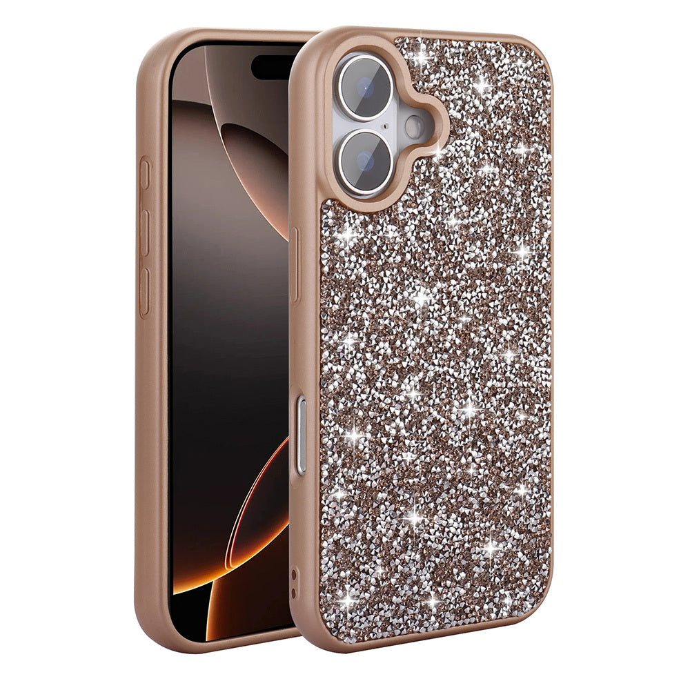 Apple iPhone 16 Case Shiny Stone Design Zore Diamond Cover Gray