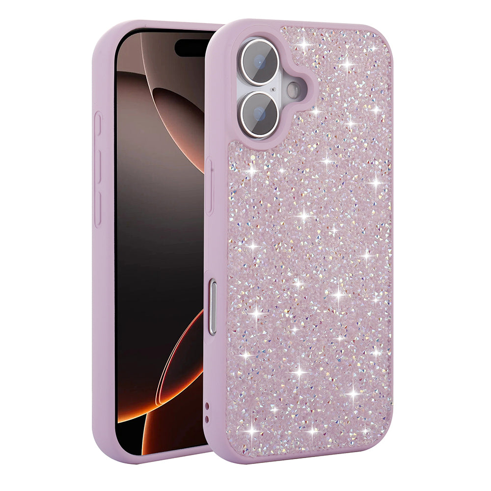 Apple iPhone 16 Case Shiny Stone Design Zore Diamond Cover Lilac