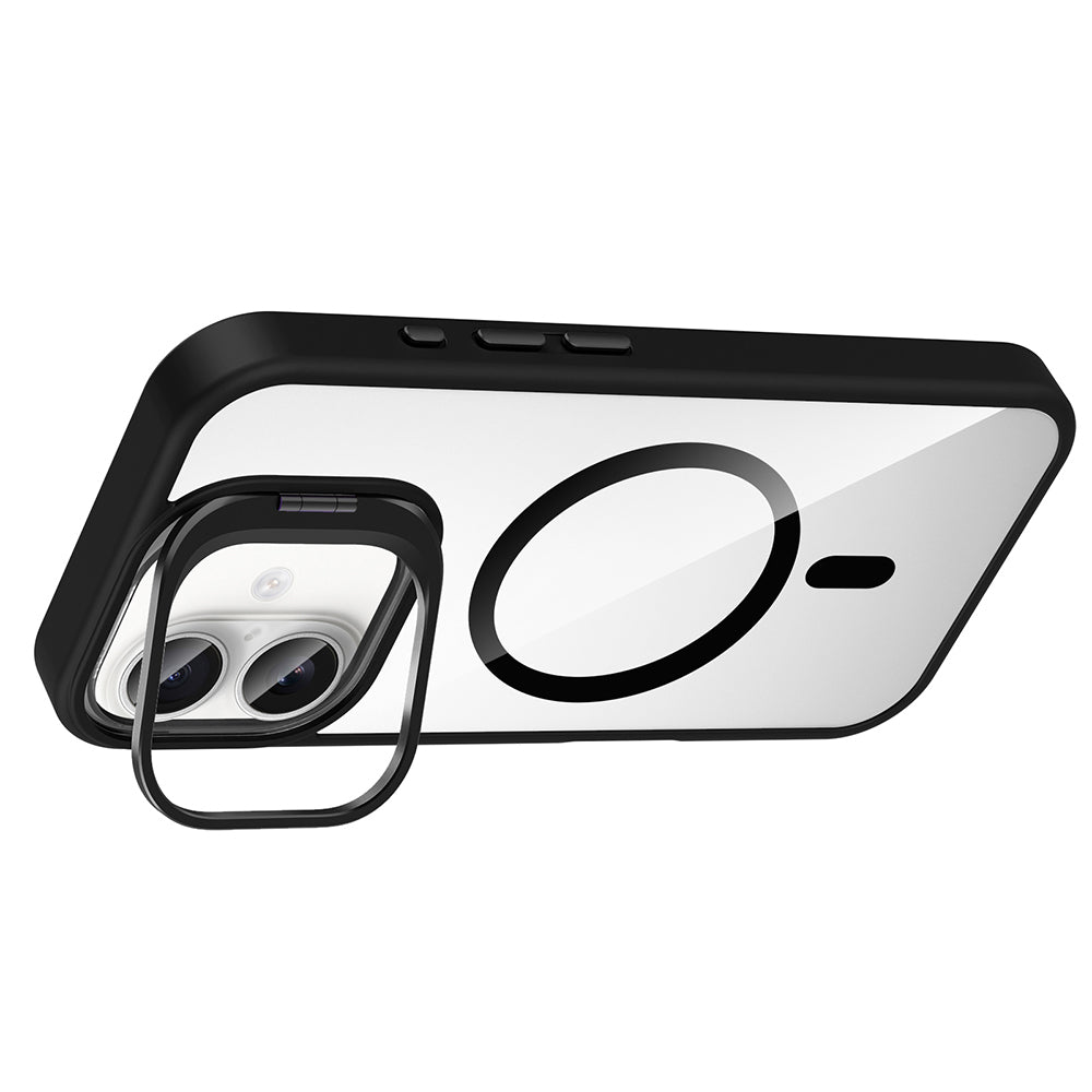 Apple iPhone 16 Case with Stand and Camera Lens Gift, M-Safe Charging Feature, Zore Etro Cover, Deep Purple 