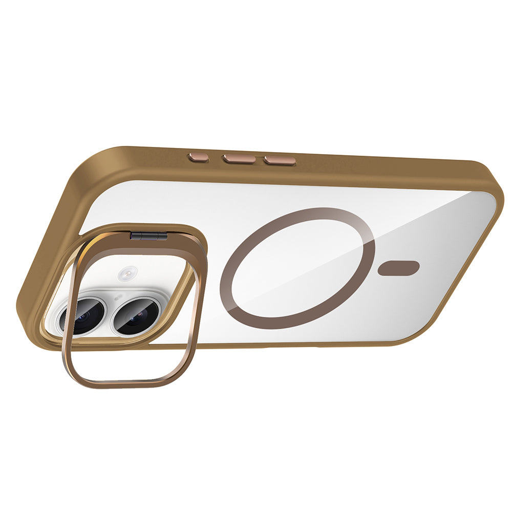 Apple iPhone 16 Case with Stand and Camera Lens Gift, M-Safe Charging Feature, Zore Etro Cover Black 