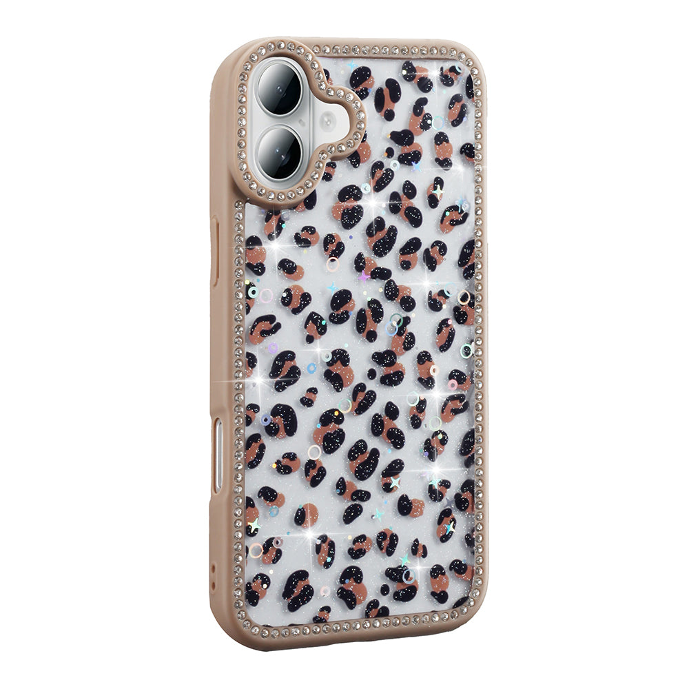 Apple iPhone 16 Case Stone and Glitter Design Zore Azra Cover Pink 