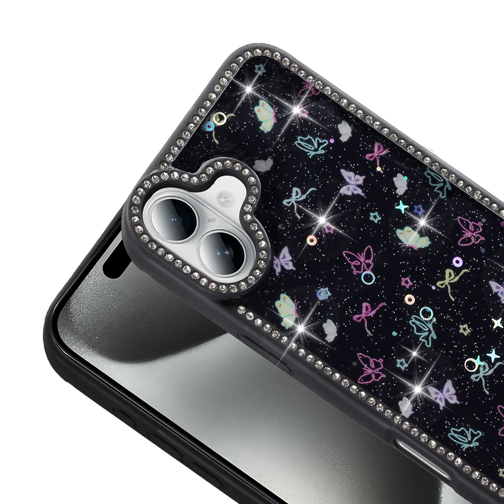 Apple iPhone 16 Case Stone and Glitter Design Zore Azra Cover Gold