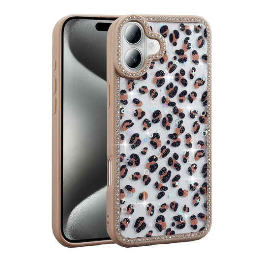 Apple iPhone 16 Case Stone and Glitter Design Zore Azra Cover Gold