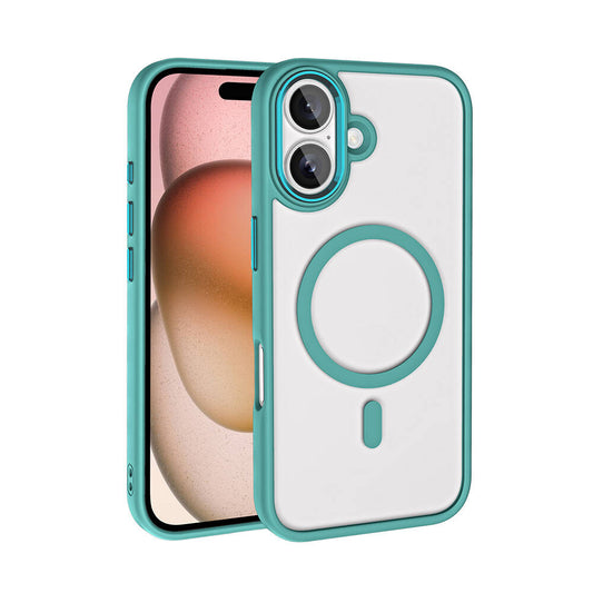 Apple iPhone 16 Case Wireless Charging Zore Chrome M-safe Silicone Cover Green