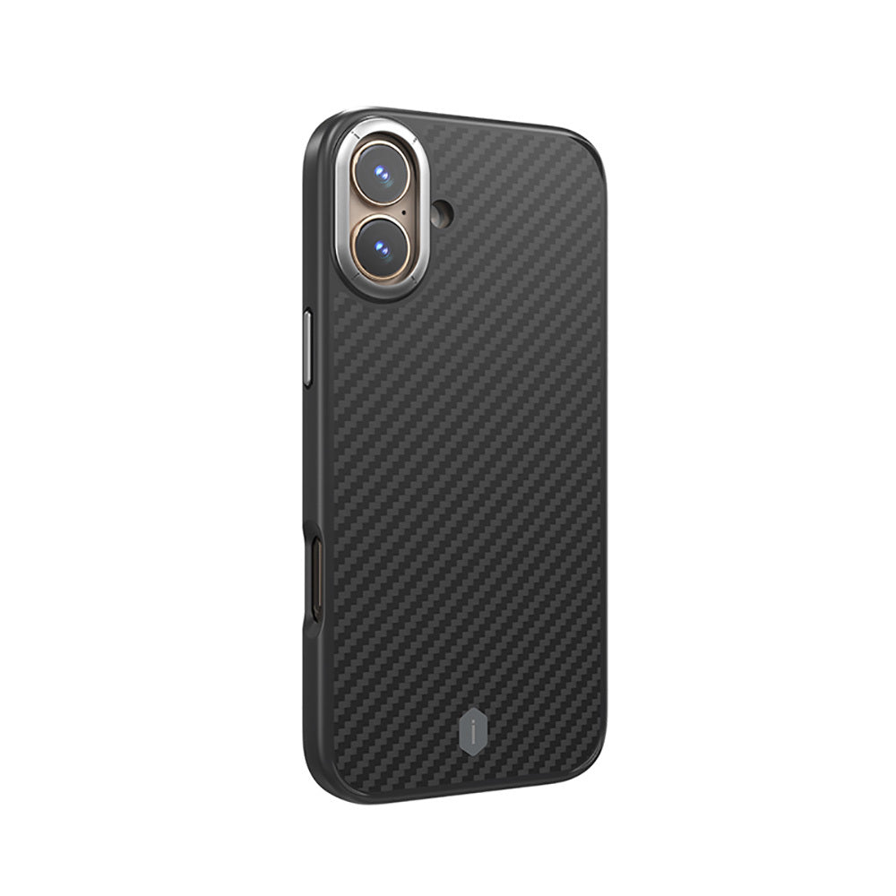 Apple iPhone 16 Case Wiwu DCC-205 M-safe Charging Feature Aramid Fiber Design Kevlar Cover Black