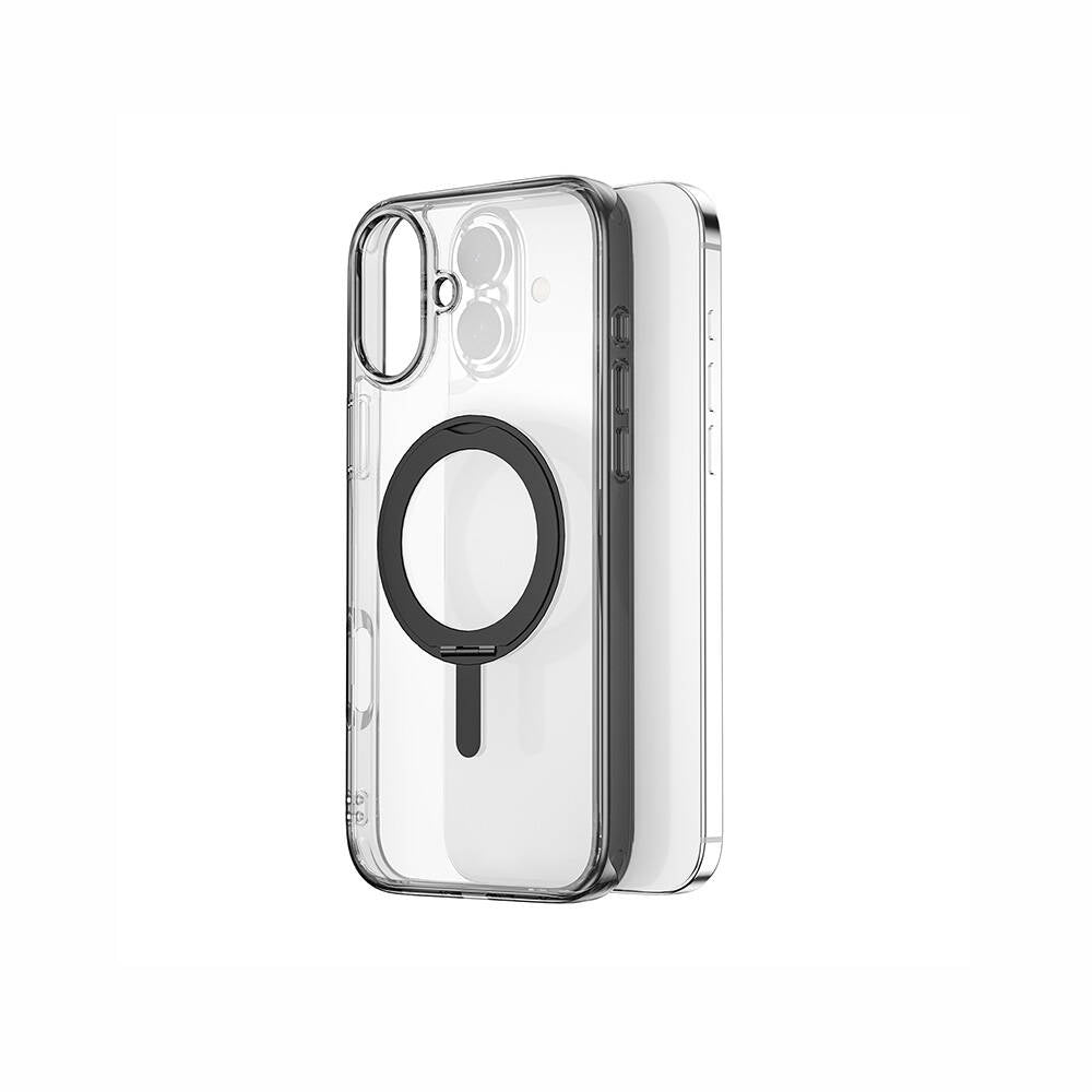 Apple iPhone 16 Case Wiwu MCC-201 iShield Ultra Series M-safe Charging Stand Crystal Hard PC Cover Black 