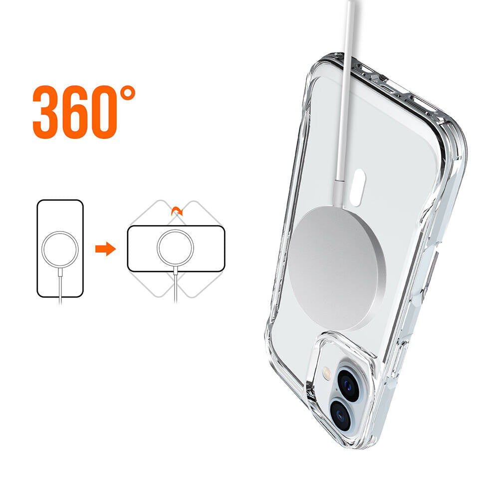 Apple iPhone 16 Case Zore M-safe Charging Feature T-Max M-safe Cover Transparent
