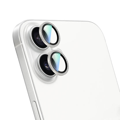 Apple iPhone 16 Plus CaseWorld Alloy Sparkling Diamond Serisi Taşlı Lens Koruyucu Gümüş