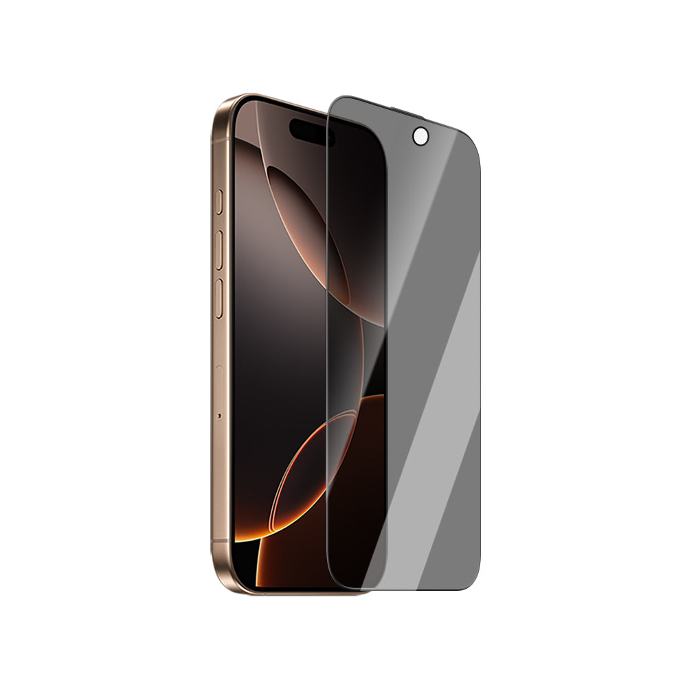 Apple iPhone 16 Plus CaseWorld Crystal Shadow Serisi Safir Coating 0.15mm 3D Privacy Temperli Cam Ekran Koruyucu Siyah