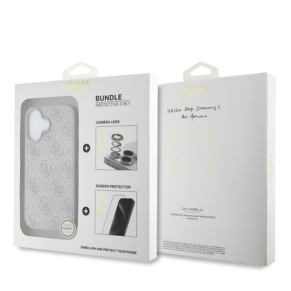 Apple iPhone 16 Plus Guess Original Licensed Case + Screen Protector + Lens Protector 3-in-1 Accessory Set Black 
