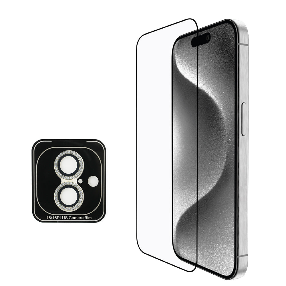 Apple iPhone 16 Plus Guess Original Licensed Case + Screen Protector + Lens Protector 3-in-1 Accessory Set Black 