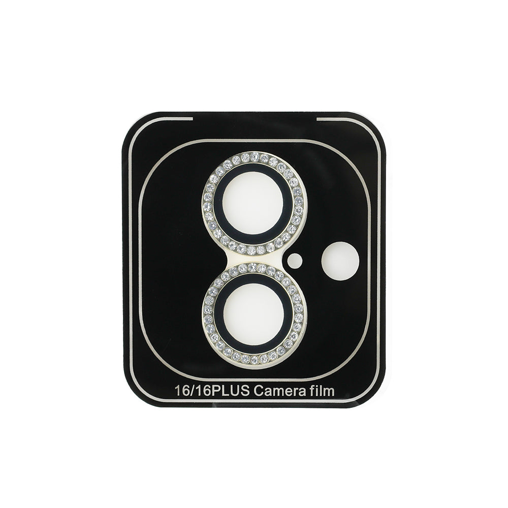 Apple iPhone 16 Plus Guess Original Licensed Rhinestone Stone Lens Protector Silver