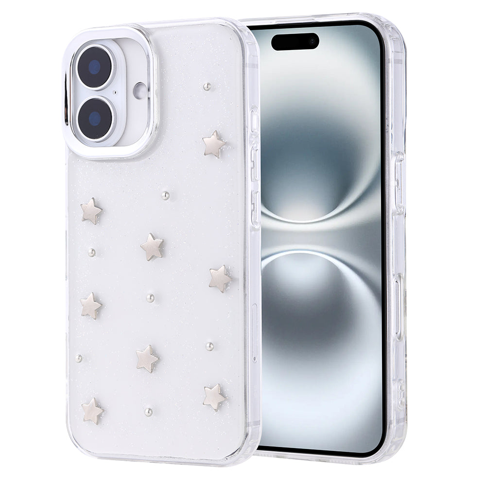 Apple iPhone 16 Plus Airbag Design Glitter Transparent Zore Polar Cover Cherry