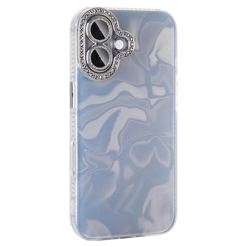 Apple iPhone 16 Plus Airbag Case with Shiny Stone Detail Design Zore Esila Cover White
