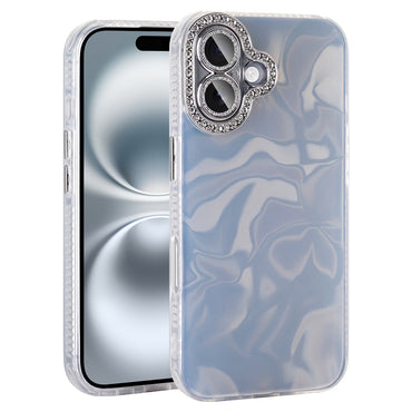 Apple iPhone 16 Plus Airbag Case with Shiny Stone Detail Design Zore Esila Cover White