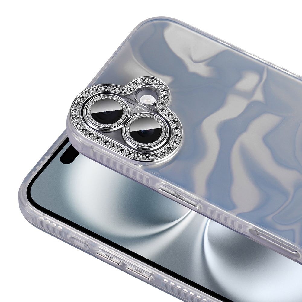 Apple iPhone 16 Plus Airbag Case with Shiny Stone Detail Design Zore Esila Cover White