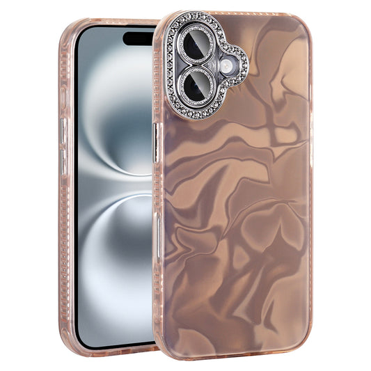 Apple iPhone 16 Plus Airbag Case with Shiny Stone Detail Design Zore Esila Cover Pink