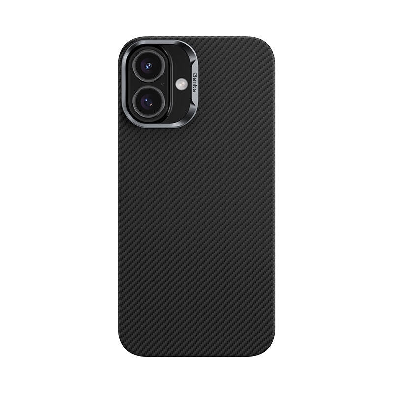 Apple iPhone 16 Plus Case Benks M-safe Charging Magnetic ArmorAir 600D Kevlar Fiber Cover Black 