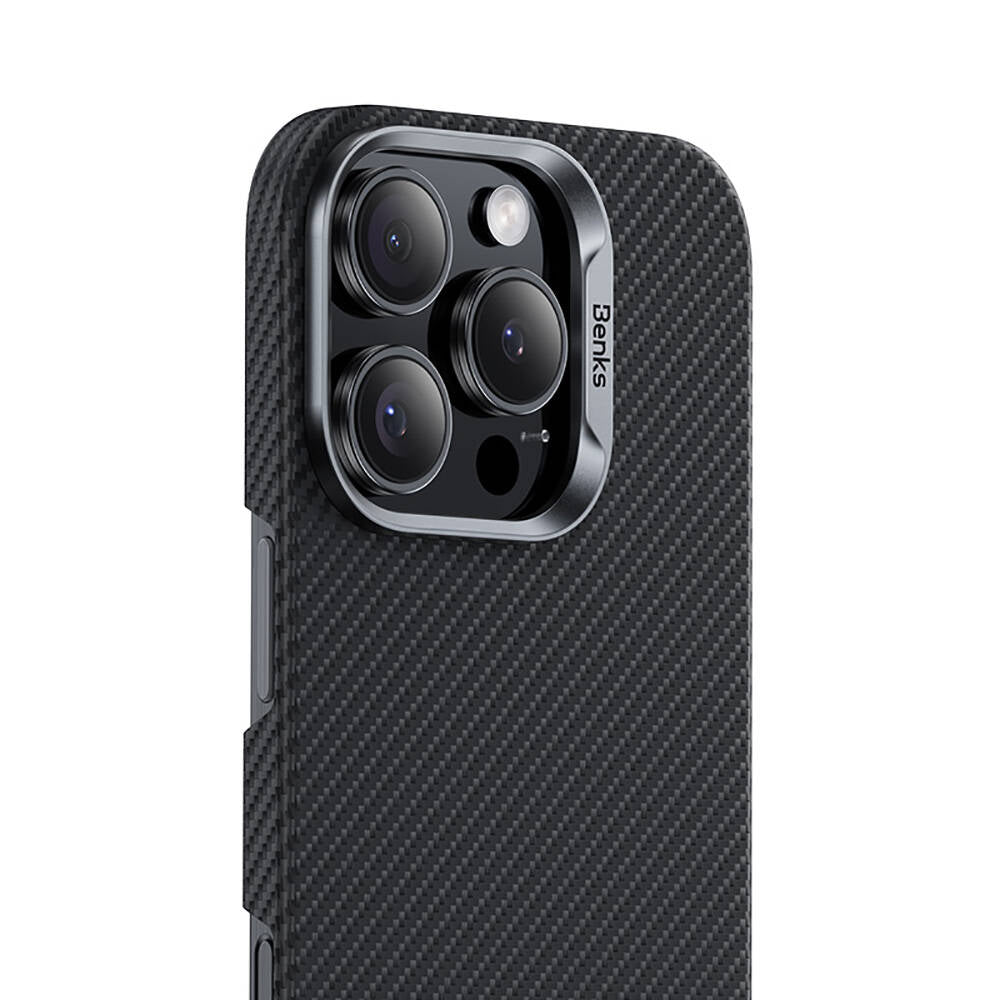 Apple iPhone 16 Plus Case Benks M-safe Charging Magnetic ArmorAir 600D Kevlar Fiber Cover Black 