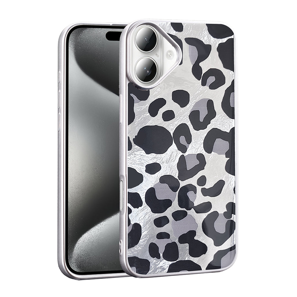 Apple iPhone 16 Plus Case Patterned Zore Mep Cover Gray Leopard