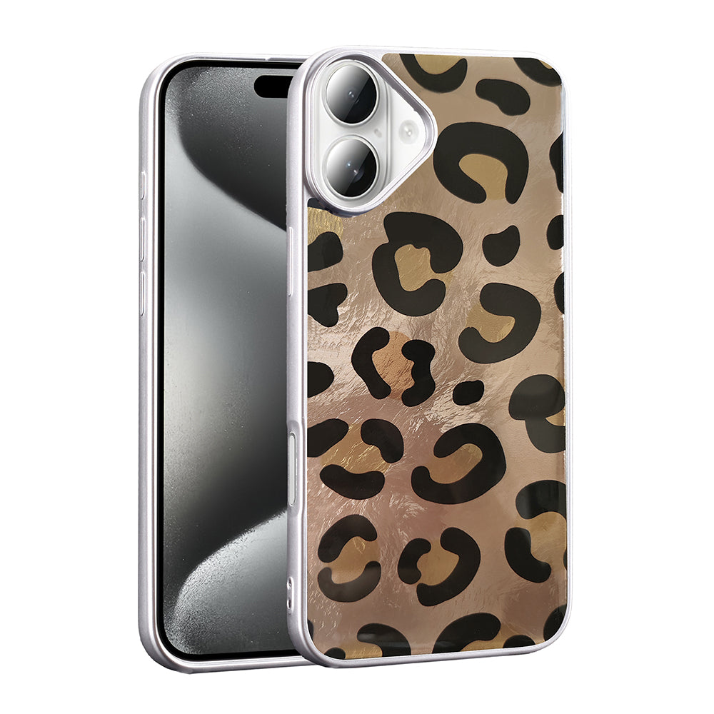 Apple iPhone 16 Plus Case Patterned Zore Mep Cover Gold Leopard