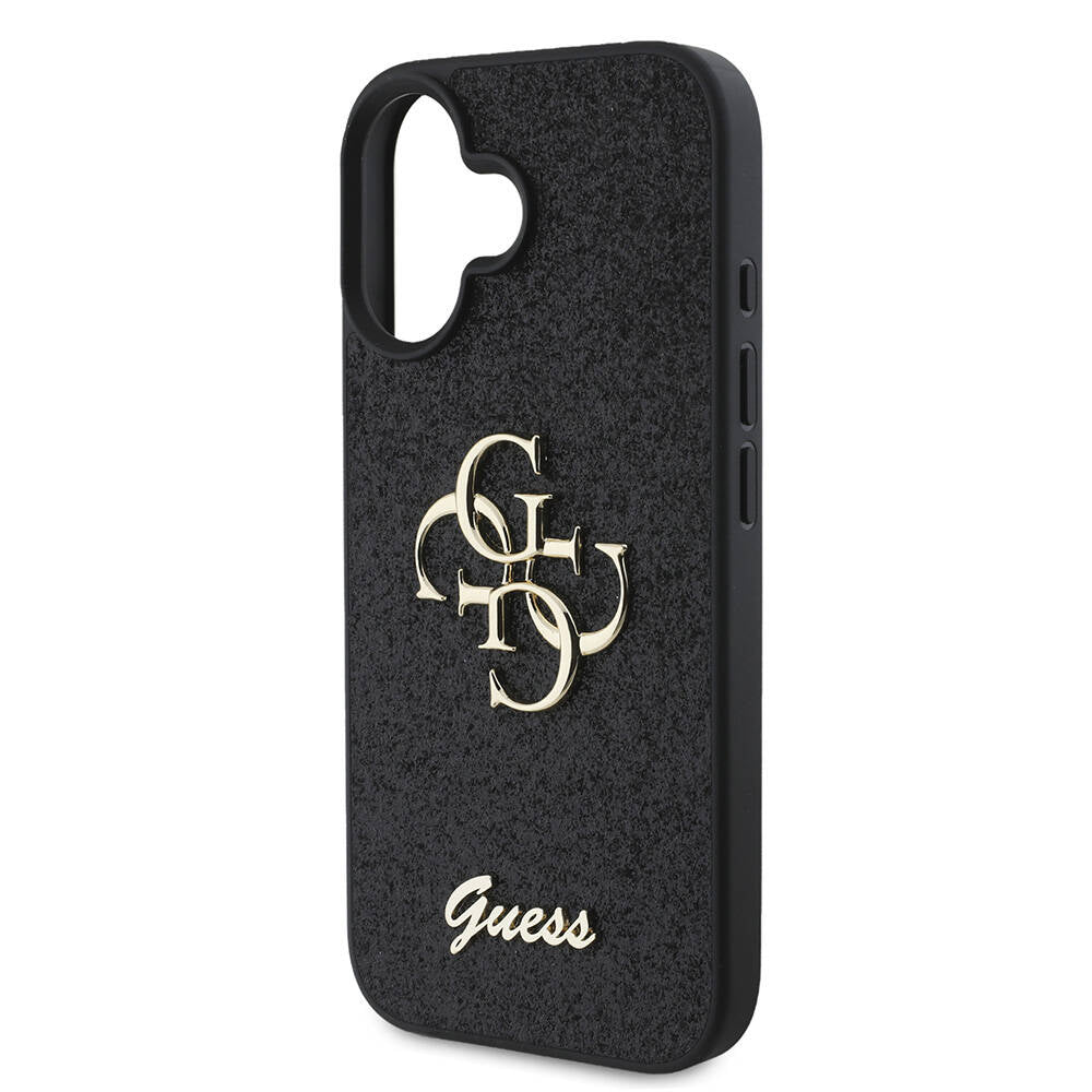 Apple iPhone 16 Plus Case Guess Original Licensed 4G Large Metal Logo Glitter Cover Gold