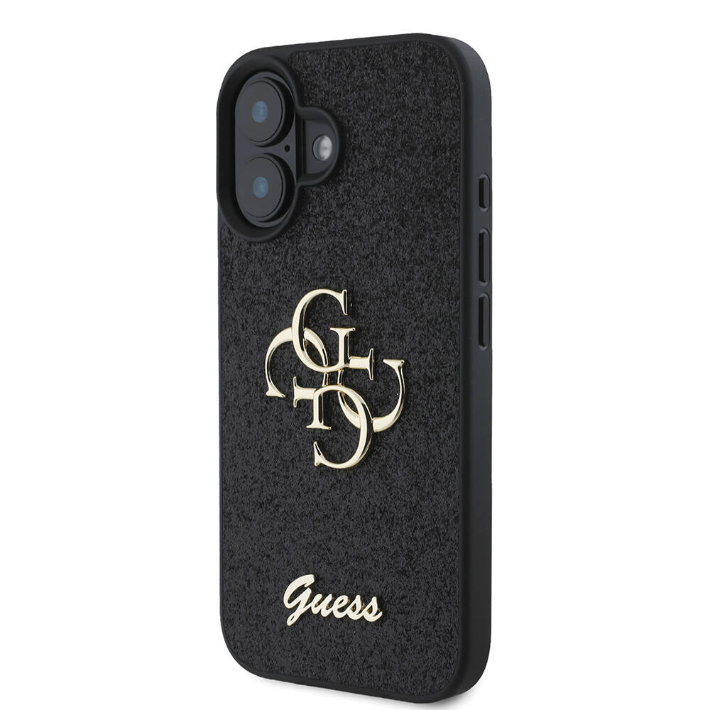 Apple iPhone 16 Plus Case Guess Original Licensed 4G Large Metal Logo Glitter Cover Gold