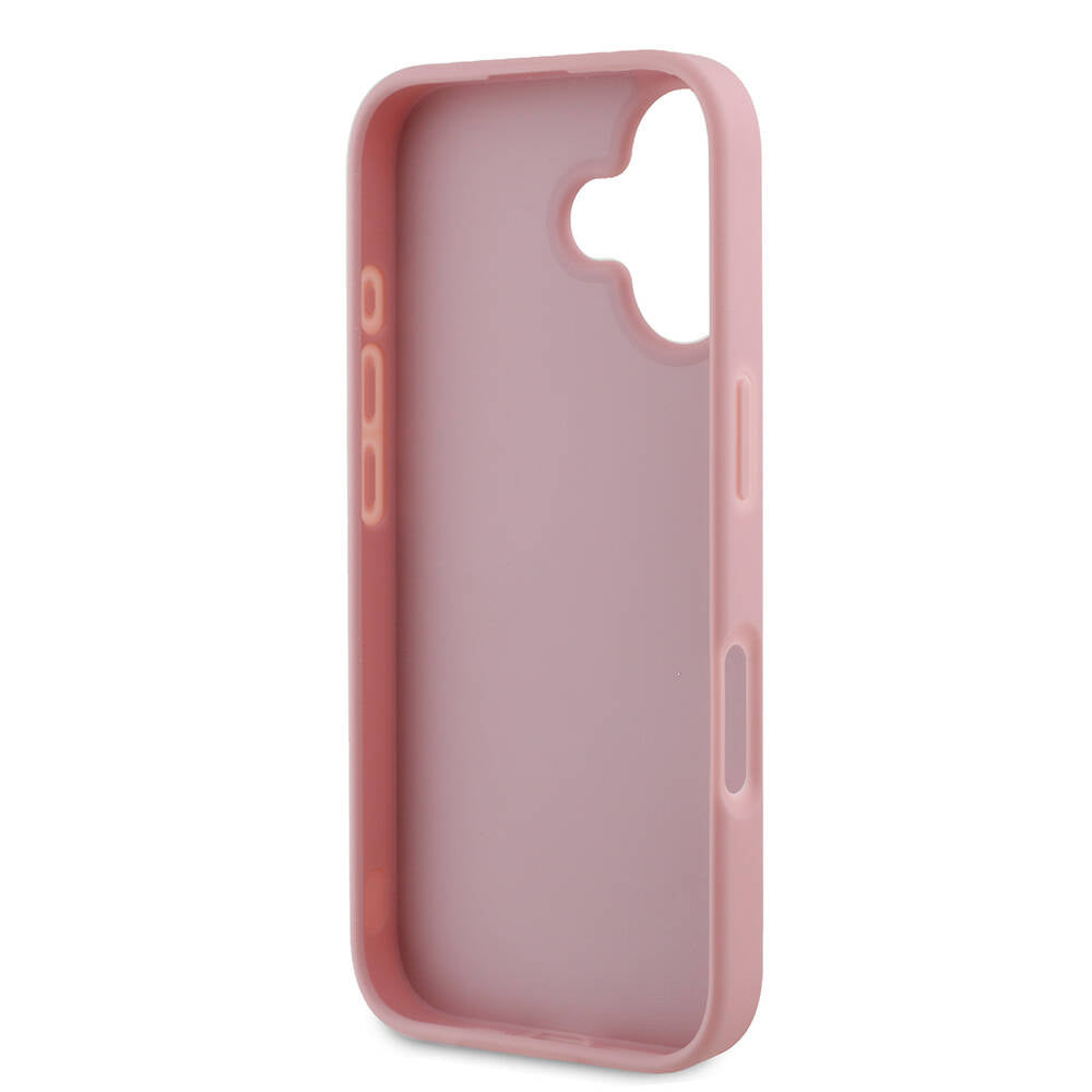 Apple iPhone 16 Plus Case Guess Original Licensed 4G Large Metal Logo Glitter Cover Pink