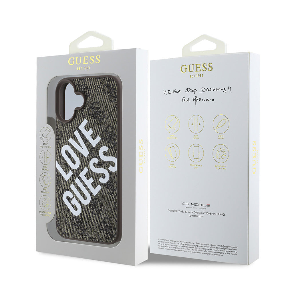 Apple iPhone 16 Plus Case Guess Original Licensed Big Love Guess Cover Brown