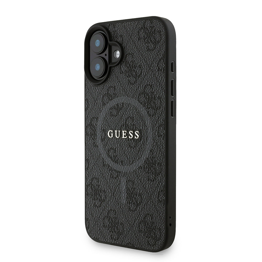 Apple iPhone 16 Plus Kılıf Guess Orjinal Lisanslı M-safe Şarj Özellikli PU Deri Bilek Askı İpli Yazı Logolu Kapak Pembe