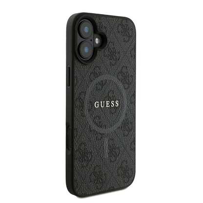 Apple iPhone 16 Plus Kılıf Guess Orjinal Lisanslı M-safe Şarj Özellikli PU Deri Bilek Askı İpli Yazı Logolu Kapak Pembe