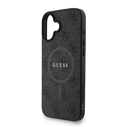 Apple iPhone 16 Plus Kılıf Guess Orjinal Lisanslı M-safe Şarj Özellikli PU Deri Bilek Askı İpli Yazı Logolu Kapak Pembe