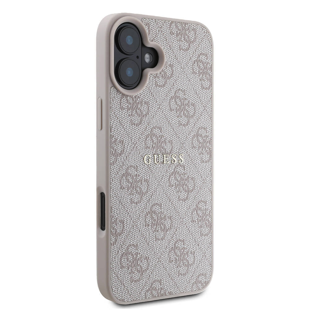 Apple iPhone 16 Plus Case Guess Original Licensed M-safe Charging Feature 4G Patterned Text Logo Cover Black
