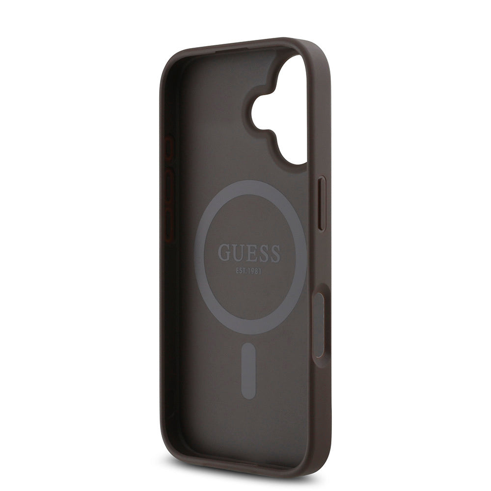 Apple iPhone 16 Plus Case Guess Original Licensed M-safe Charging Feature Small 4G Classic Cover Black