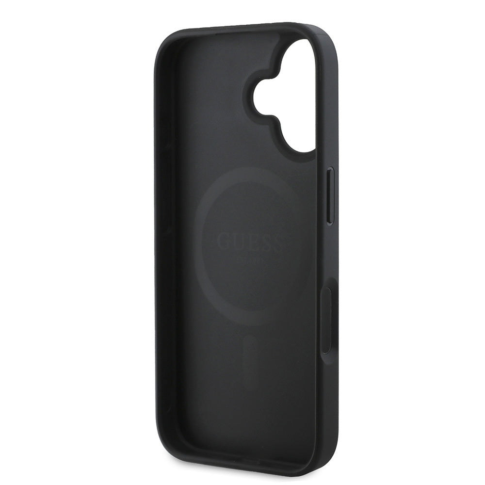 Apple iPhone 16 Plus Case Guess Original Licensed M-safe Charging Feature Small 4G Classic Cover Black