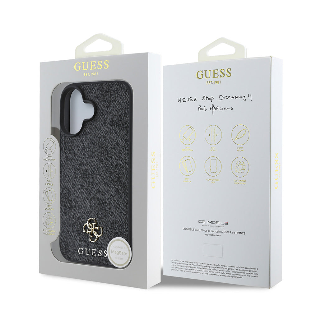 Apple iPhone 16 Plus Case Guess Original Licensed M-safe Charging Feature Small 4G Classic Cover Pink