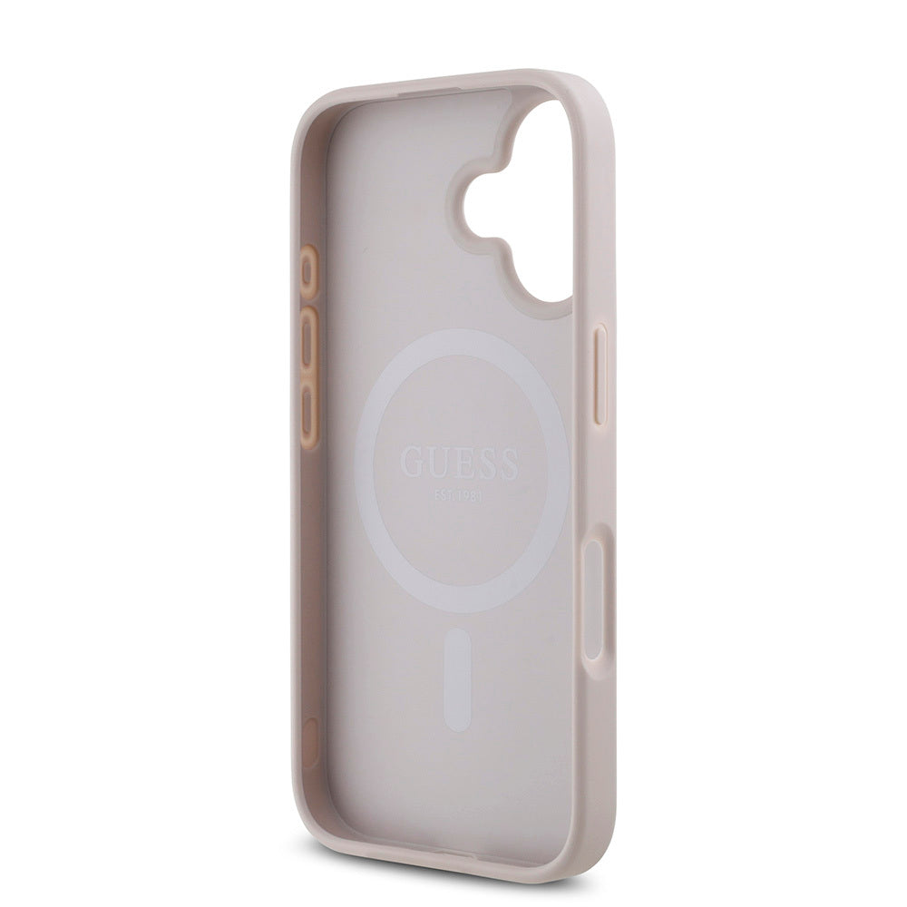 Apple iPhone 16 Plus Case Guess Original Licensed M-safe Charging Feature Small 4G Classic Cover Pink