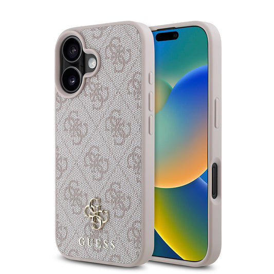 Apple iPhone 16 Plus Case Guess Original Licensed M-safe Charging Feature Small 4G Classic Cover Pink