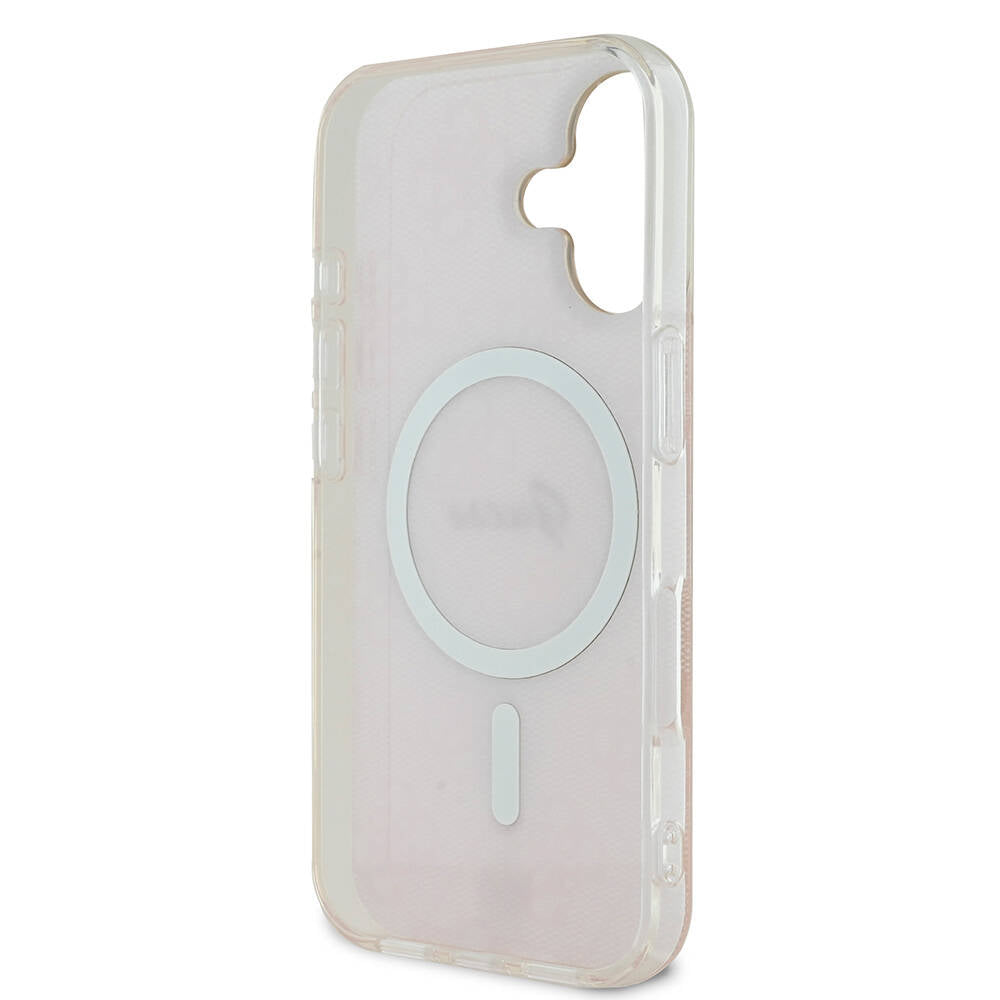 Apple iPhone 16 Plus Case Guess Original Licensed M-safe Charging Feature 4G Patterned Cover with Text Logo Black