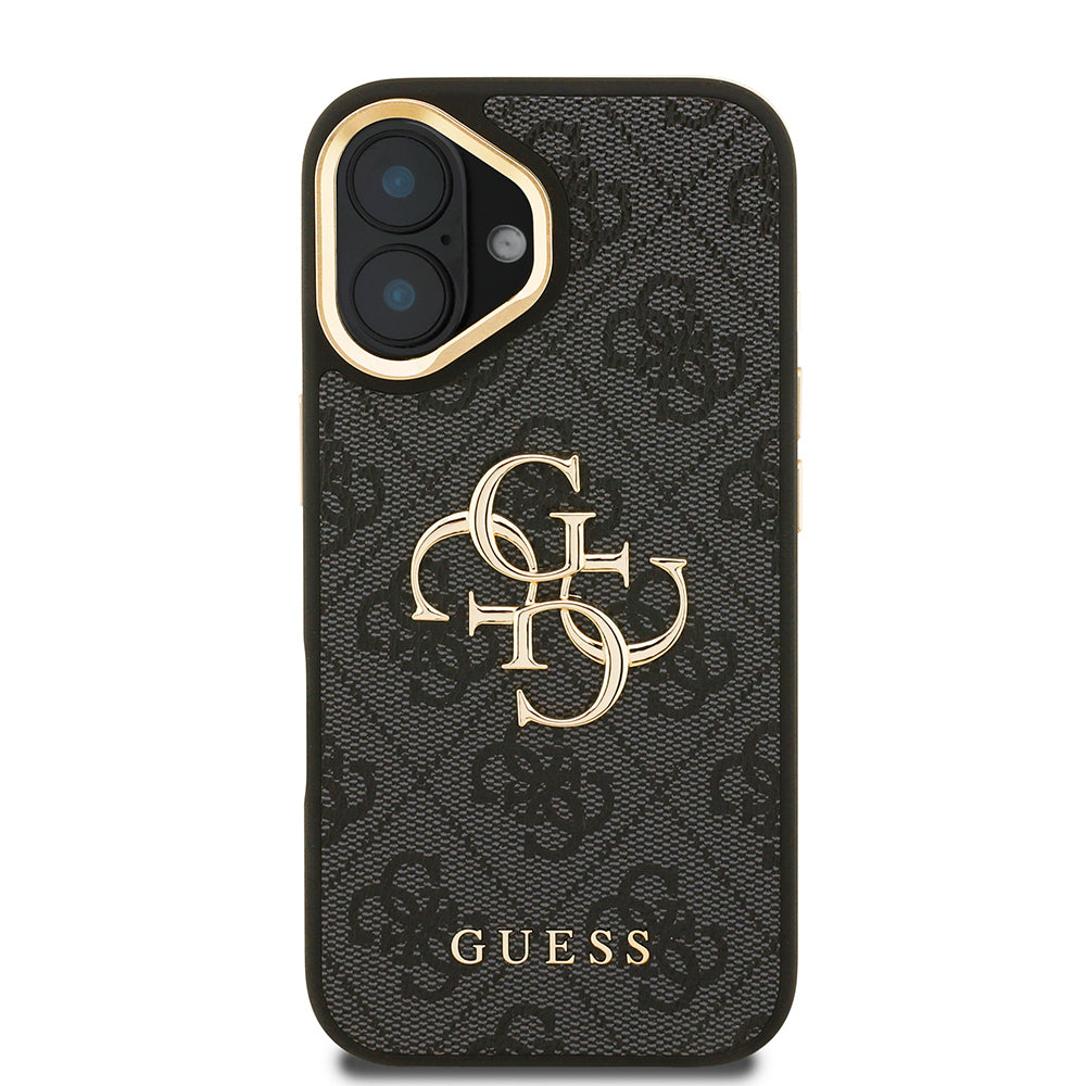 Apple iPhone 16 Plus Kılıf Guess Orjinal Lisanslı PU Deri 4G Desenli Metal Büyük 4G ve Yazı Logolu Kamera Standlı Kapak Pembe