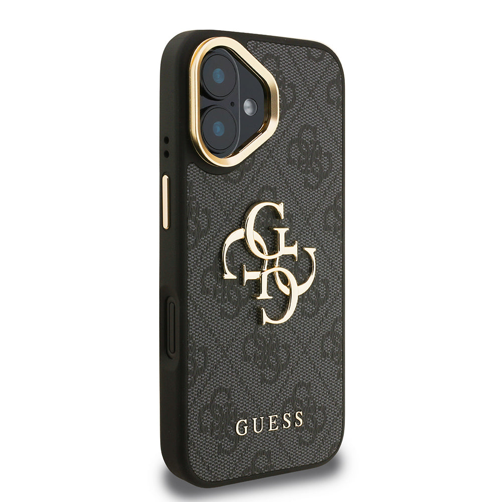 Apple iPhone 16 Plus Kılıf Guess Orjinal Lisanslı PU Deri 4G Desenli Metal Büyük 4G ve Yazı Logolu Kamera Standlı Kapak Pembe