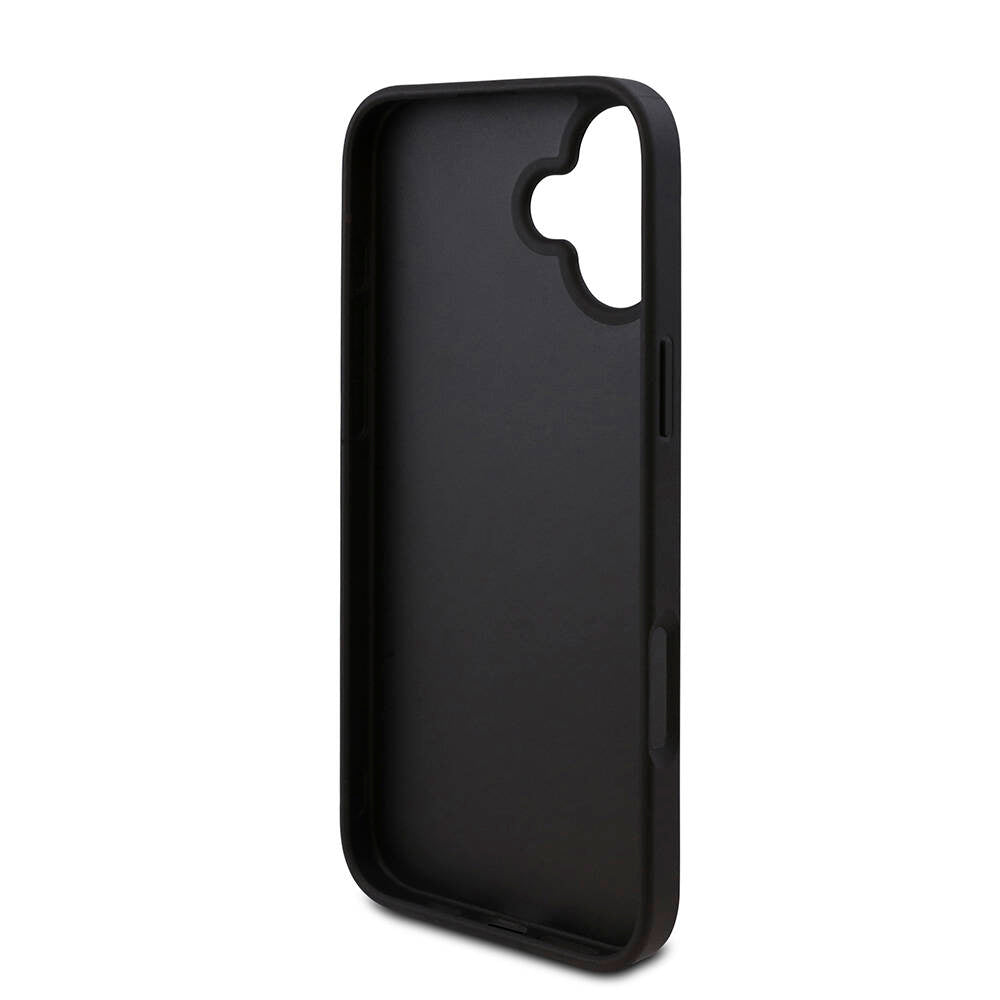 Apple iPhone 16 Plus Case Guess Original Licensed PU Leather 4G Patterned Triangle Logo Cover Black