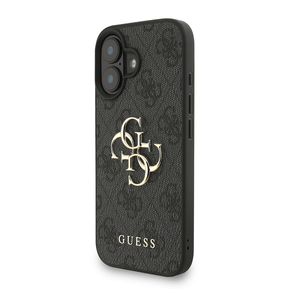 Apple iPhone 16 Plus Kılıf Guess Orjinal Lisanslı PU Deri Bilek Askı İpli Metal Büyük 4G ve Yazı Logolu Kapak Pembe
