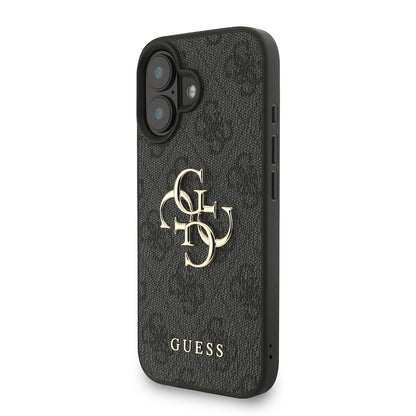 Apple iPhone 16 Plus Kılıf Guess Orjinal Lisanslı PU Deri Bilek Askı İpli Metal Büyük 4G ve Yazı Logolu Kapak Pembe