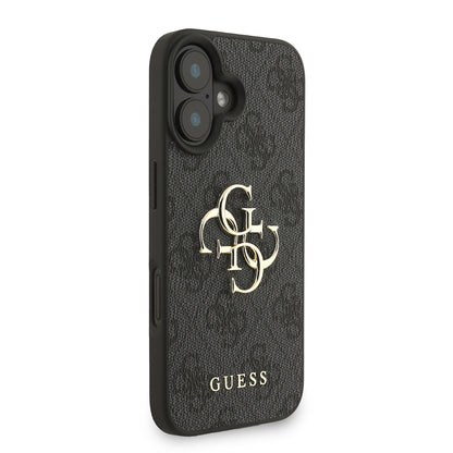 Apple iPhone 16 Plus Kılıf Guess Orjinal Lisanslı PU Deri Bilek Askı İpli Metal Büyük 4G ve Yazı Logolu Kapak Pembe