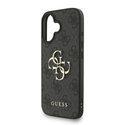 Apple iPhone 16 Plus Kılıf Guess Orjinal Lisanslı PU Deri Bilek Askı İpli Metal Büyük 4G ve Yazı Logolu Kapak Pembe