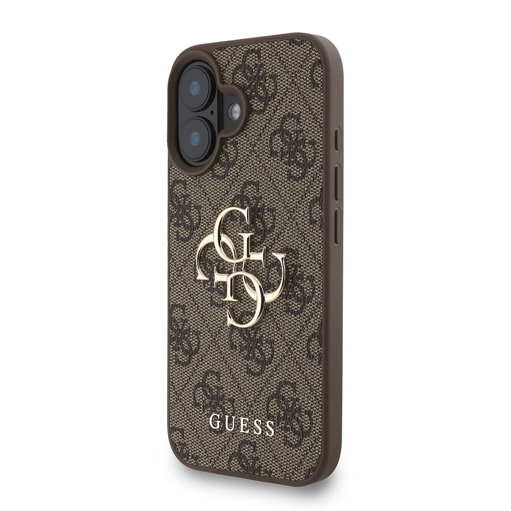 Apple iPhone 16 Plus Kılıf Guess Orjinal Lisanslı PU Deri Bilek Askı İpli Metal Büyük 4G ve Yazı Logolu Kapak Pembe